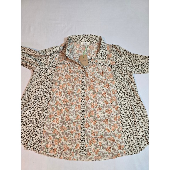 Umgee USA Floral Patchwork Long Sleeve Button Down Shirt Women Oversized XL New - Picture 11 of 11